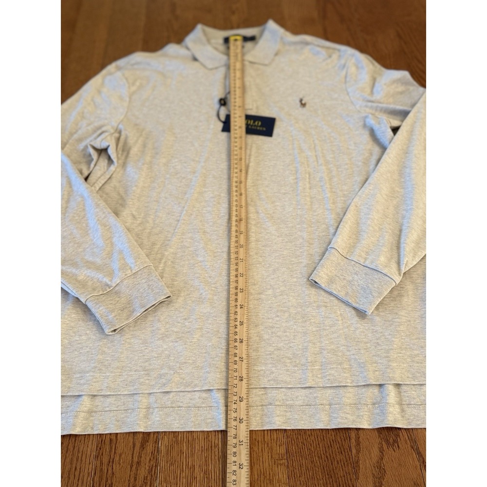 NWT Ralph Lauren Mens L Pima Soft Touch Polo Shirt Almond Heather Long Sleeve - Picture 7 of 7